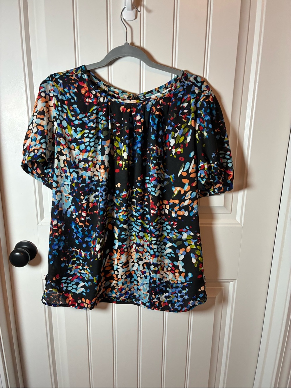 Liz Claiborne Black Multicolor Abstract Dot Blouse